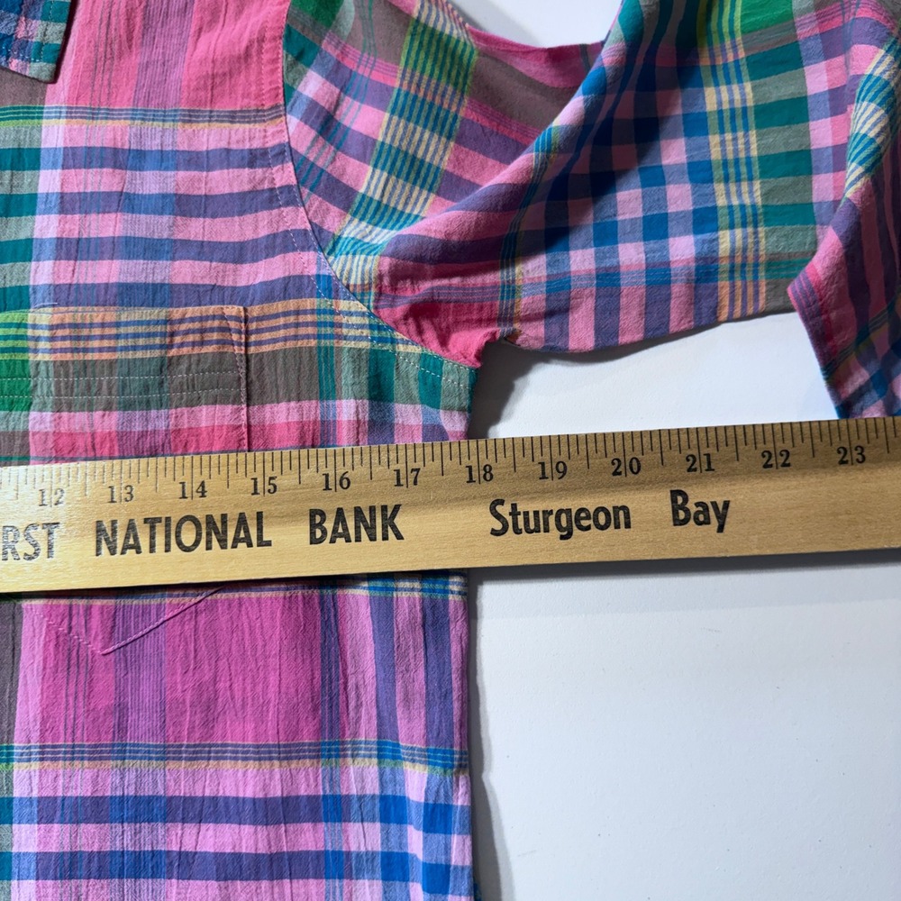 J.Crew Button Down Shirt Womens 2 Pink Madras Plaid Preppy Coastal Classic - Picture 5 of 9